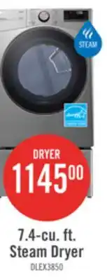 The Brick LG 7.4 Cu. Ft. Smart Electric Dryer with Steam - Graphite Steel - Stackable - DLEX3850V offer
