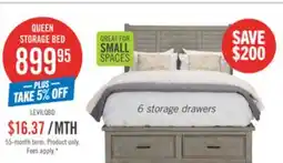 The Brick Levi Platform Storage Bed with Headboard & Frame, Wooden, Drift Grey - Queen Size offer
