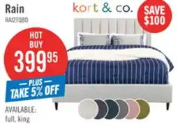The Brick Kort & Co. Rain Upholstered Platform Bed in Light Grey Fabric, Tufted - Queen Size offer