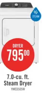 The Brick Whirlpool 7 Cu. Ft. Electric Dryer with Steam - White - YWED5050LW offer