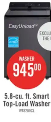 The Brick LG 5.8 Cu. Ft. Smart Top-Load Washer with EasyUnload and AI Sensing - Platinum Black - WT8200CL offer