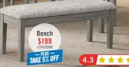 The Brick Cove Dining Bench with Cushion Fabric Seat, Lift Top Storage, 46W - Grey offer