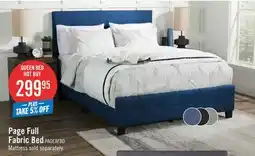 The Brick Page Upholstered Bed in Blue Linen-Look Fabric, Button Tufted - Full Size offer