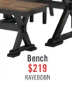 The Brick Raven Dining Bench, 48W - Two-Tone Black & Brown offer