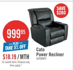 The Brick Cato 36.50 Leather-Look Fabric Power Reclining Chair with Power Headrest and Dual Cupholders - Black offer