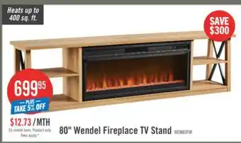 The Brick Wendel 80 Electric Fireplace Tv Stand with Storage for TVs up to 85 – Natural Oak offer