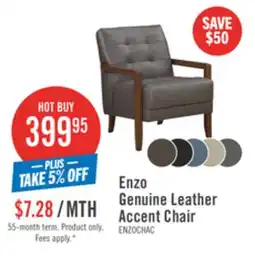 The Brick Enzo 26 Genuine Leather Accent Chair with Biscuit Tufting, Track Arms and Wood Legs - Dark Brown offer