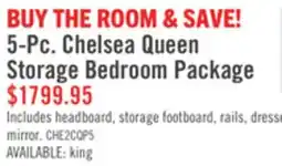 The Brick Chelsea 5pc Bedroom Set with Storage Bed, Dresser & Mirror, Cherry Brown - Queen Size offer