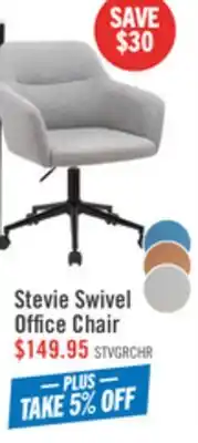 The Brick Stevie 23 Swivel Office Chair with Adjustable Height – Grey offer