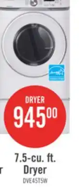 The Brick Samsung 7.5 Cu. Ft. Electric Dryer - White - Stackable - DVE45T6005W/AC offer