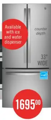 The Brick GE 33 18.6 Cu. Ft. French-Door Refrigerator - Stainless Steel Fingerprint Resistant - GWE19JYLFS offer