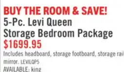 The Brick Levi 5pc Bedroom Set with Storage Bed, Dresser & Mirror, Wooden, Drift Grey - King Size offer