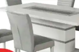 The Brick Garbo 7pc Dining Set with Table & 6 Chairs, Glass Insert, Pedestal Base, Glam, 78.75W - White offer