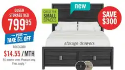 The Brick Rocco Storage Bed with 2 Built-In Footboard Drawers & LED Lit Headboard, Dark Grey - Queen Size offer