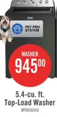 The Brick Maytag 5.5 Cu Ft. Top Load Agitator Washer with Pet Pro Option – Volcano Black - MTW5605RU offer