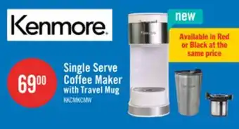 The Brick Kenmore Single Serve Coffee Maker with Travel Mug – White - KKCMKCM-W offer