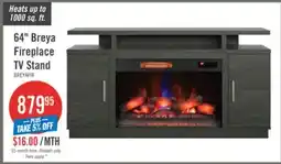 The Brick Breya 64 Modern Electric Fireplace TV Stand with Storage & USB Charging for TVs up to 70- Grey offer