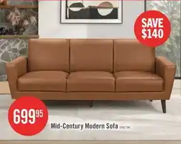 The Brick Upholstered Sofa, 77L, Brown Leather-Look, Walnut Solid Wood Legs, Mid-Century Modern Sofa offer