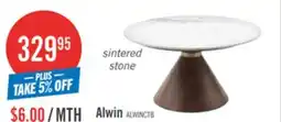 The Brick Alwin 31.5 Modern Round Coffee Table with White Sintered Stone Top - Brown offer