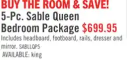 The Brick Sable 5pc Bedroom Set with Bed, Dresser & Mirror, Light Brown - Queen Size offer