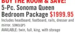 The Brick Sonoma 5pc Bedroom Set with Bed, Dresser & Mirror, Light Brown - Queen Size offer