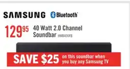 The Brick SAMSUNG B-Series 2 Channel Soundbar with Buit-in Suboofer (HW-B400F/ZC) offer