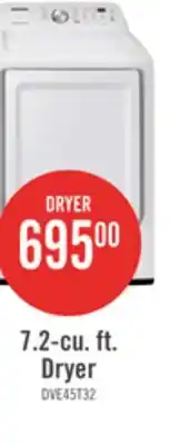 The Brick Samsung 7.2 Cu. Ft. Electric Dryer - White - DVE45T3200W/AC offer