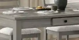 The Brick Cove 6pc Dining Table Set with Table, Bench & 4 Chairs, Storage Drawers, Melamine, 66W - Grey offer