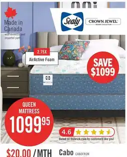 The Brick Sealy Posturepedic Luxury Crown Jewel Resort Cabo Tight Top Queen Mattress offer