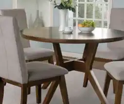 The Brick Chelsea 5pc Dining Set with Table & 4 Taupe Chairs, 48W Round - Walnut Brown offer