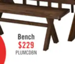 The Brick Plum Dining Bench, Wood, Live-Edge Look, 47.25W- Nutmeg Brown offer