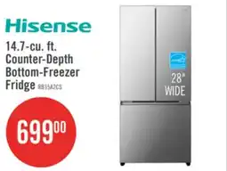The Brick Hisense 27.7 14.7 Cu. Ft. Bottom-Mount Refrigerator - Titanium - RB15A2CSE offer