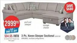 The Brick Scott Living Haven 3-Piece Right-Facing Chenille Fabric Sleeper Sectional with Storage Chaise - Grey offer