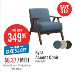 The Brick Kyra 28.5 Linen-Look Fabric Accent Chair with Curved Arms and Wood Frame - Blue offer