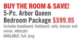 The Brick Arbor 5pc Bedroom Set with Panel Bed, Dresser & Mirror, Driftwood White - Queen Size offer