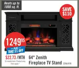 The Brick Zenith 64 Electric Fireplace TV Stand with Storage for TVs up to 70 - Black offer
