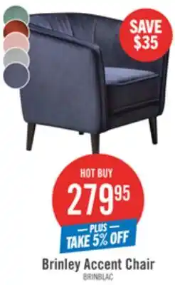 The Brick Brinley 29 Velvet Fabric Accent Chair with Wood Legs - Blue offer