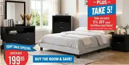The Brick Delta Upholstered Bed in Grey Polyester Fabric - Queen Size offer