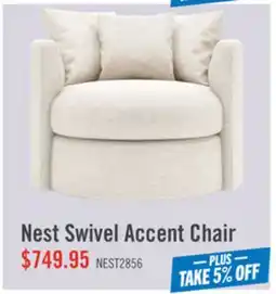 The Brick Made in Canada Sofa Lab Customizable Nest 42 Fabric Swivel Accent Chair – Chenille White offer
