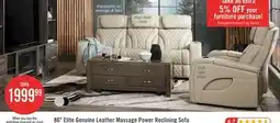 The Brick Elite 86 Genuine Leather Massage Power Reclining Sofa with Power Headrests and Storage Arms - Putty offer