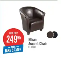 The Brick Ethan 31 Faux Leather Tub-Style Accent Chair with Wood Legs - Brown offer