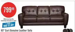The Brick Curt 85 Genuine Leather Sofa with Button Tufting - Brown offer