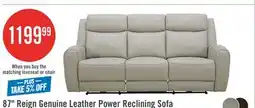 The Brick Reign 87 Top-Grain Genuine Leather Power Reclining Sofa with USB Ports - Deltona Moonshine Taupe offer