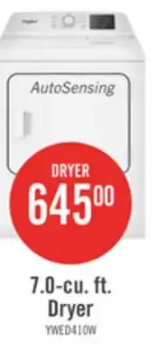 The Brick Whirlpool 29 7.0 Cu. Ft. Electric Dryer with AutoSensing - YWED4105SW offer