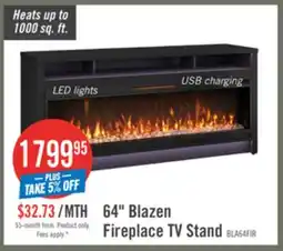 The Brick Blazen 64 Electric Fireplace TV Stand with Storage for TVs up to 70 - Black offer