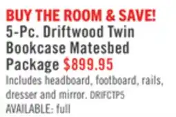 The Brick Driftwood Mates Bed 5pc Set with Storage Headboard, Dresser & Mirror, Brown - Twin Size offer