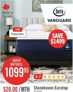 The Brick Serta Vanguard Stonehaven Eurotop Firm Queen Mattress offer