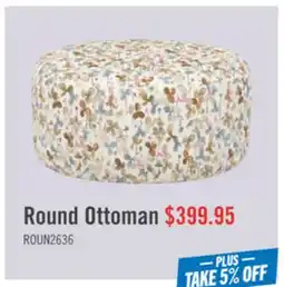 The Brick Made in Canada Customizable Sofa Lab Round 38 Fabric Ottoman – Rose Accent Fabric offer