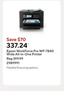 Staples Epson WorkForce Pro WF-7840 Wide All-in-One Printer offer