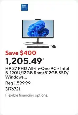 Staples HP 27 FHD All-in-One PC - Intel 5-120U/12GB Ram/512GB SSD/Windows 11 Home offer